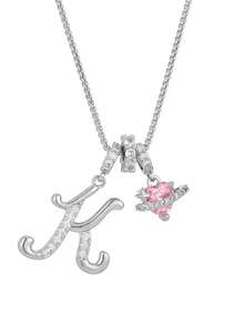 1 pieza Collar de acero inoxidable dorado con colgante de corazón rosa, letra personalizada y circonita cúbica exquisita, collar con letra de nombre simple, regalo de moda para novia, mamá, familia, amiga, hija, adecuado para aniversario, Día de San Valentín, Día de la Madre, cumpleaños, graduación, uso diario, boda, baile de graduación - Plateado - Ver 26
