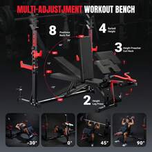 Weight Bench With Rack - Bench Press Set, Leg Extension, Preacher Curl & Flat/Incline/Decline Full Body Workout Bench, Adjustable  Weight Benches For Home Gym(47.44IN WIDE GRIP) - 6 IN 1 Allfit - View 4