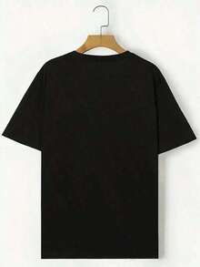 Camiseta casual de mujer con estampado de mariposas - Manga corta, cuello redondo, base negra con estampado de ángel rosa, tela de algodón puro suave, perfecta para usar en primavera y verano, adecuada para el uso diario casual. Blusas Bonito 100% Algodón - Negro - Ver 3