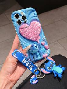 Disney Lilo & Stitch Phone Case With Stitch Charm And Stitch Lanyard - Cute Stitch Protective Case With Pink Heart And Layered Background Design, Equipped With Delicate Stitch Decorative Lanyard And Beaded Bracelet For Easy Carrying, Compatible With IPhone 17, 16, 15, 14, 13, 12, 11 Pro Series, Ideal For Birthdays, Holidays, Anniversaries, Graduation Gifts, Or Any Special Occasion To Surprise Family, Friends, Classmates, And Loved Ones. - trắng - Xem 3