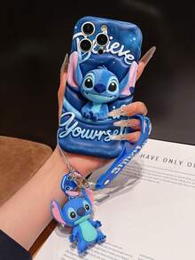 Funda de teléfono de Disney Lilo y Stitch con colgante de Stitch y cordón de Stitch - Funda protectora de Stitch linda con cita "Cree en ti mismo" y diseño de fondo estrellado, equipada con un elegante cordón decorativo de Stitch y una pulsera de cuentas para un transporte fácil, compatible con iPhone 17, 16, 15, 14, 13, 12, 11 Pro Series, ideal para regalos de cumpleaños, fiestas, aniversarios, graduaciones u ocasiones especiales para sorprender a familiares, amigos, compañeros de clase y seres queridos. - Blanco - Ver 7