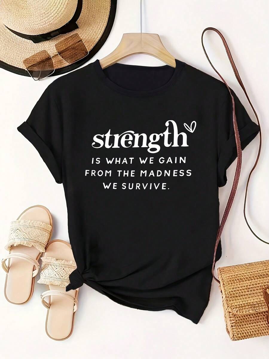 Camiseta Oversize de Talla Grande con Estampado Moderno y Letras