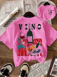 de vacaciones, primavera y resort para mujer, camisetas gráficas primaverales lindas, camisa con estampado de corazón, camiseta gráfica de manga corta - Rosa Fucsia 2 - Ver 4