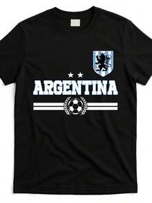 Camiseta con logo del equipo de fútbol de Argentina para fanáticos - Imagen del producto - Negro - Ver 1