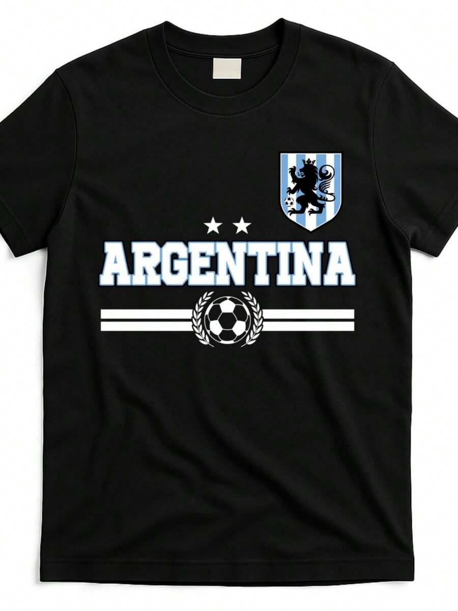Camiseta con logo del equipo de fútbol de Argentina para fanáticos - Imagen del producto - Negro - Ver 1