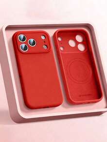 Luxury Liquid Silicone Magnetic Phone Case Compatible With IPhone 17 Pro Max, 17 Pro, 17 Air, 17, 16 Plus, 15, 14, 13, 12 Pro Max, 11, Supports Wireless Charging, Smooth Touch - Red - View 2