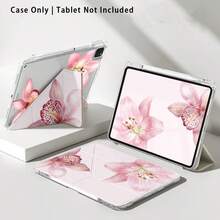 Pink Lily And Other Patterns, Painted Effect Acrylic Crystal Tablet Computer Protective Case, With Stand, Suitable For Samsung/Apple/Honor And Other Popular Tablet Models, Foldable Anti-Bending, Silicone Reinforced Corners, Auto Wake/Sleep Function, Built-In Pen Slot, Multi-Angle Foldable Stand - Perfect Daily Protection, Great Holiday Gift - Style 6 - View 8