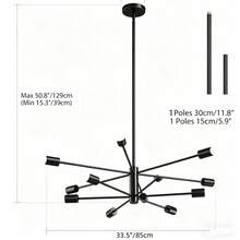 1pc 12-Light Sputnik Chandelier, Modern Gold/Black Decorative Ceiling Light, Mid-Century Branching Sputnik Pendant Lighting Fixture, Adjustable Industrial Style Ceiling Lighting For Living Room, Dining Room, Bedroom, Kitchen, Foyer, Home Decor, E26/E27 Bulb Base (Bulbs Not Included) - one-size - View 10