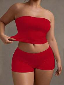 Camiseta sin tirantes sexy básica, top tubo ajustado de unicolor y elástico a la moda, adecuado para mujeres en todas las estaciones, casual negro de verano - Sello - Ver 4