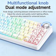 AULA F75 80键机械键盘，垫片式安装，支持热插拔，RGB背光，蓝牙5.0，2.4G无线连接，USB-C有线连接，4000mAh电池，PBT键帽，游戏办公键盘 - 查看 5
