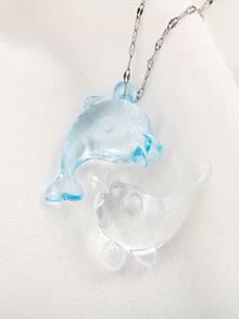 12/24-Pcs Blue Transparent Dolphin Pendant, Handmade Hand Chain Materials, Marine Animal Pendant - Multicolor - View 3