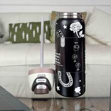 24oz/32Oz Insulated Stainless Steel Water Bottle With Straw For Sports And Travel, Hint Of Grape & Insulated Stainless Steel Water Bottle With Straw For Sports And Travel - Good luck-32oz - 查看 1