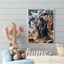 新款5D DIY钻石画套装 - 万圣节死神主题，亚克力钻石艺术马赛克工艺品，客厅、卧室家居装饰，送给妈妈的礼物，无框 - 查看 3