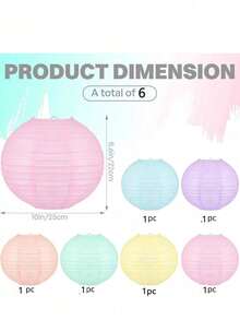 6 piezas de faroles de papel colgantes de colores, faroles de papel estilo chino de color neón macaron de 10 pulgadas, adecuados para decoración de bodas y fiestas de cumpleaños (Macaron) - Multicolor - Ver 9