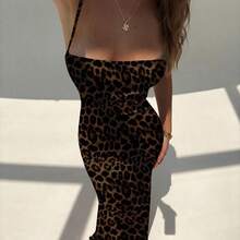 Women's Elegant Sexy Leopard Print Backless Halter Maxi Party Dress, Summer Holiday Outfits , Elegant And Sexy Leopard Print Dress Is Perfect For A Spring Vacation Cruise Or Weekend Getaway, And Is Also An Ideal Choice For Women's Summer And Spring Break Outfits. Valentine's Day Dress - Multicolor - Ver 8