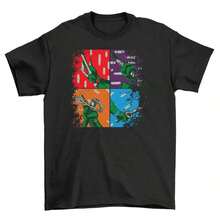Camiseta de mujer moderna, informal, para fiestas y para estar en casa, 100% algodón, corte holgado.1pscTurtle POP ART t-shirt , Dude! Colores vibrantes se unen en esta divertida camiseta de manga corta con cuello redondo, estampada por un solo lado, 100% algodón, adecuada para usar durante todo el año, top estampado divertido para mujer. - Negro - Ver 1