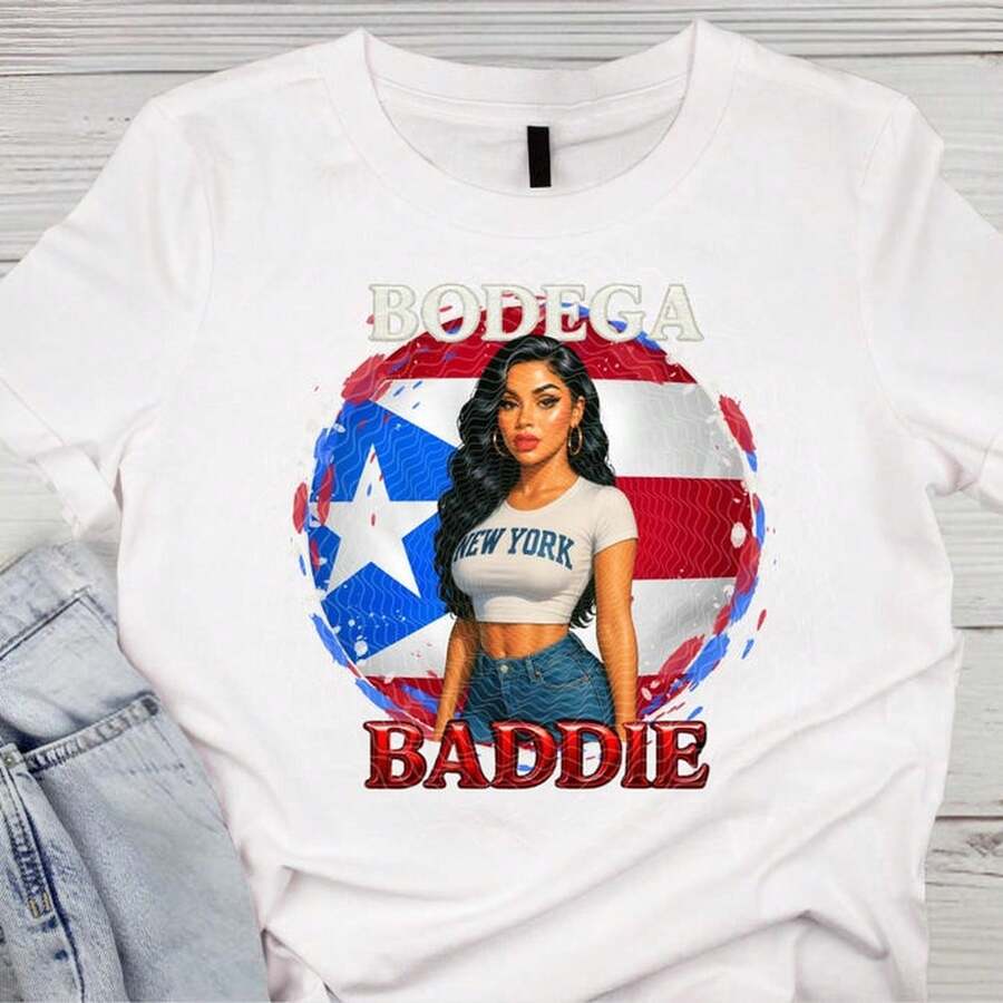 B1Odega Baddies Latina Streetwear Digital Collection Transparent Background 220G Essential Unisex Cotton T-Shirt, 220g Of Unique Softness. Designed To Suit All People, Men And Women Alike. Durable, High-Quality Fabric, Ready For Any Cut, Delicate To The Touch But Built To Withstand. Lightweight Tops For Women, Autumn Outfits, Vacation Wear, New Year's Costumes For Her. - 白色 - 查看 1