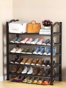 1pc Multi-Layer Multi-Color Expandable Shoe Rack, Lightweight Easy Assembly, Plastic + Metal Frame With Curved Handle, Space-Saving Storage Solution For Entryway, Home, Bedroom And Closet, Essential For Daily And Travel Shoe Organization - Multicolor - View 3