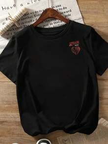 Casual Women's T-Shirt, SUPERACHE,  GRAY, Printed Front And Back, Short Sleeves And Round Neck, Ideal For Summer And Spring, Women's Clothing. - Black - View 3