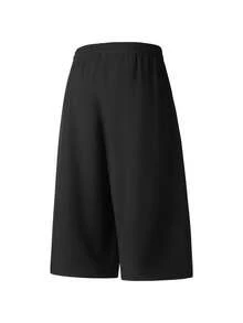 Plus Size Men's 7-Inch Sports Shorts, Black Baggy Pants, Zipper Pockets, Elastic Waist & Lightning Print, Summer Casual - Black - View 11