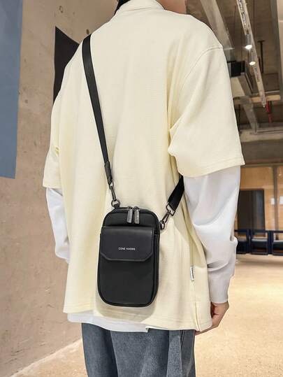 1pc Unisex Mini Water-Resistant Vertical Phone Bag, Portable Shoulder/Crossbody Bag Suitable For Work, Shopping, School, Travel, Great For Father's Day Gift