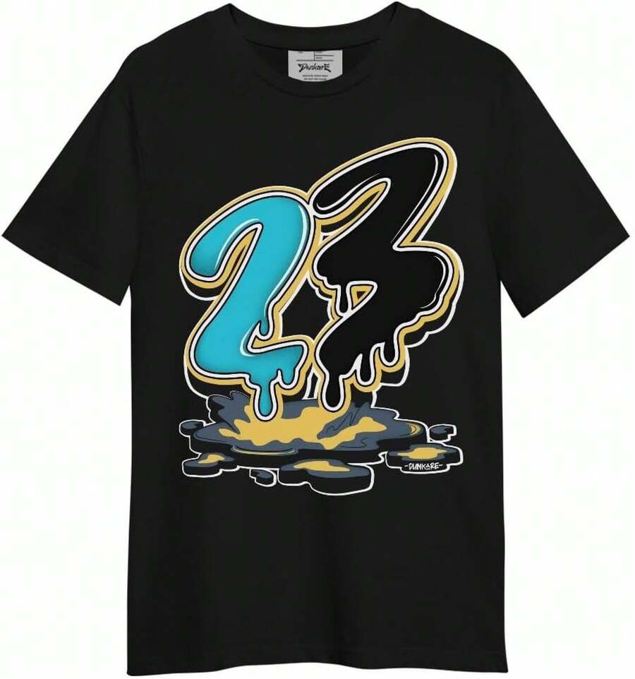 Dunkare Sneaker Match Graphic T-Shirt For Men And Women - Retro Gamma Blue 11s Streetwear | Unisex, Regular Fit, Vintage Style Y2K - 黑-23滴泥 - 查看 1