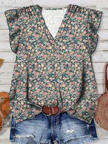 Camisa de mujer casual y minimalista con estampado botánico, adecuada para el verano - Multicolor 9 - Ver 1