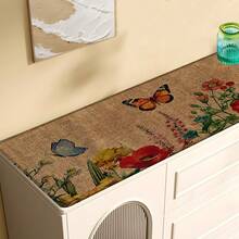 1pc Butterfly Pattern Printed Linen Kitchen Rug, Bathroom Mat, Doormat, 3D Printed Rectangular Carpet For Living Room, Bedroom, Hallway, Bathroom, Laundry Room - Polyester Rug For Indoor And Outdoor Home Decor - Multicolor - View 6