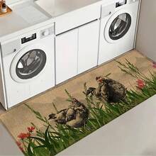 1pc Home Decor, Rooster Pattern Printed Linen Kitchen Rug, Carpet, Mat, Bathroom Mat, Doormat, 3D Printed Rectangular, Suitable For Living Room, Bedroom, Hallway, Bathroom, Laundry Room - Polyester Carpet, For Indoor And Outdoor Home Decor - Multicolor - View 6