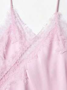 Nuevo Top de estilo lencería con decoración de encaje de moda europea para mujer, estilo veraniego - Rosa 2 - Ver 4