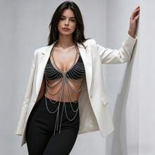 1pc Fashionable Sexy Multi-Layer Tassel Metal Body Chain, Suitable For Beach, Resort, Nightclub Party Outfit - Body Chain - View 8