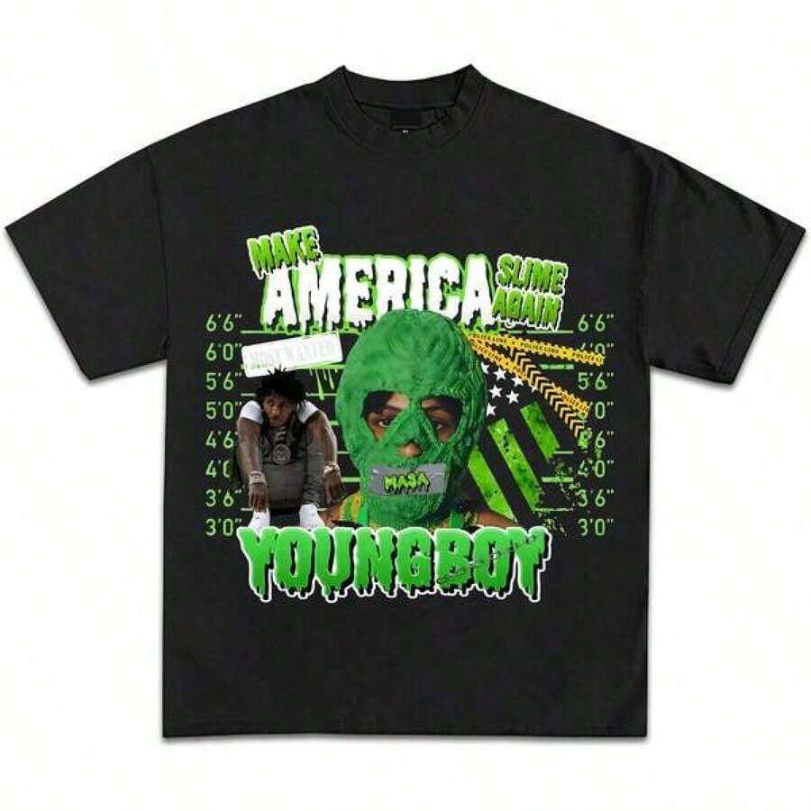 Camiseta de manga corta inspirada en la gira MASA de Youngboy, camiseta de YoungBoy Never Broke Again, 1 pieza de camisetas gráficas 100% algodón 200g, camisetas Y2K, camiseta de música hip-hop, camiseta unisex casual de manga corta perfecta para fans, camiseta gráfica de estrella de rap, camiseta de cultura hip-hop, camisetas exclusivas para fans premium, camisetas unisex casuales de manga corta, imprescindible para fans, adecuada para festivales, fiestas, ropa para el hogar, desplazamientos diarios, conjuntos de regreso a la escuela y looks de concierto, impresas y enviadas en EE. UU., camisetas 100% algodón opacas, camisetas básicas versátiles 100% algodón. - Negro 19 - Ver 1