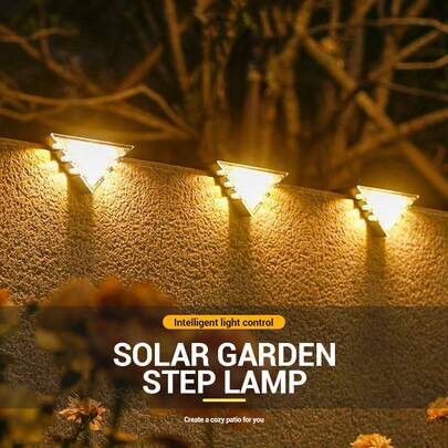 1PC Solar Stair Sensor Light Smart Light Control Waterproof Outdoor Step Lamp Two Color Warm Light Patio Yard Decor