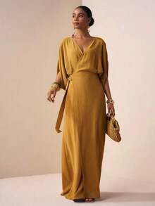 Women Midi Dresses - Yellow Mustard - View 7