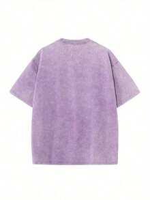 Camiseta de manga corta con cuello redondo de algodón lavado de 230g, diseño Tulipán, patrón innovador, nuevos estilos de primavera y verano para hombres y mujeres, a la moda y con estilo, ropa holgada con un diseño retro y desgastado - Camiseta unisex de algodón holgada de manga corta con cuello redondo estilo vintage urbano, 100% algodón, estampado desgastado - Transpirable y agradable para la piel. - Negro - Ver 7