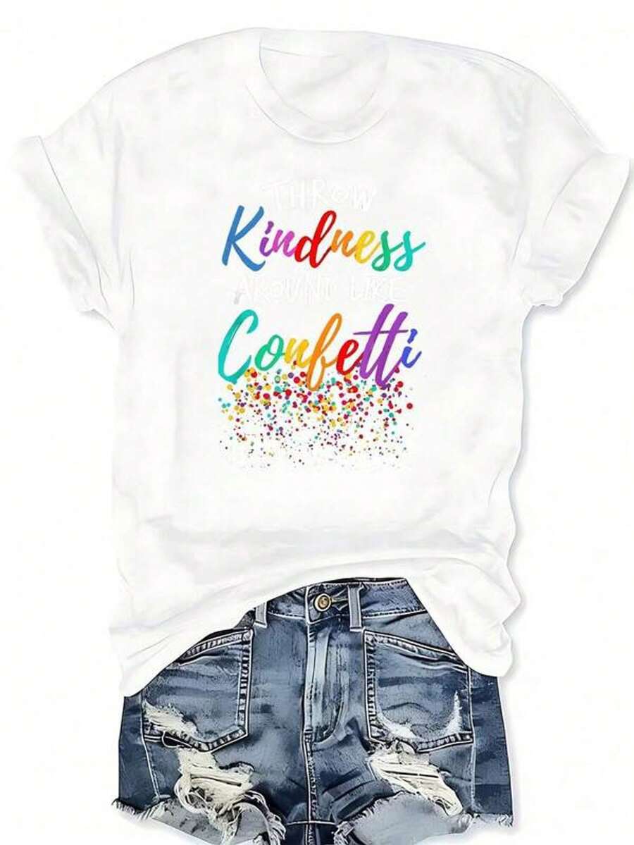 Crew Neck T-Shirt With Messy Bun, Skull And Tropical Graphic Print For Halloween, Casual Short Sleeve T-Shirt For Spring And Summer, Plus Size Women's Clothing - 白色 - 查看 1