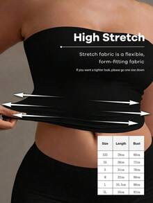 Camiseta sin tirantes sexy básica, top tubo ajustado de unicolor y elástico a la moda, adecuado para mujeres en todas las estaciones, casual negro de verano - Negro - Ver 4