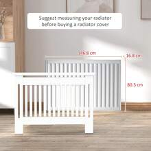 Slatted Radiator Cover Painted Cabinet MDF Lined Grill In White (172L X 19W X 81H Cm) - White - View 2