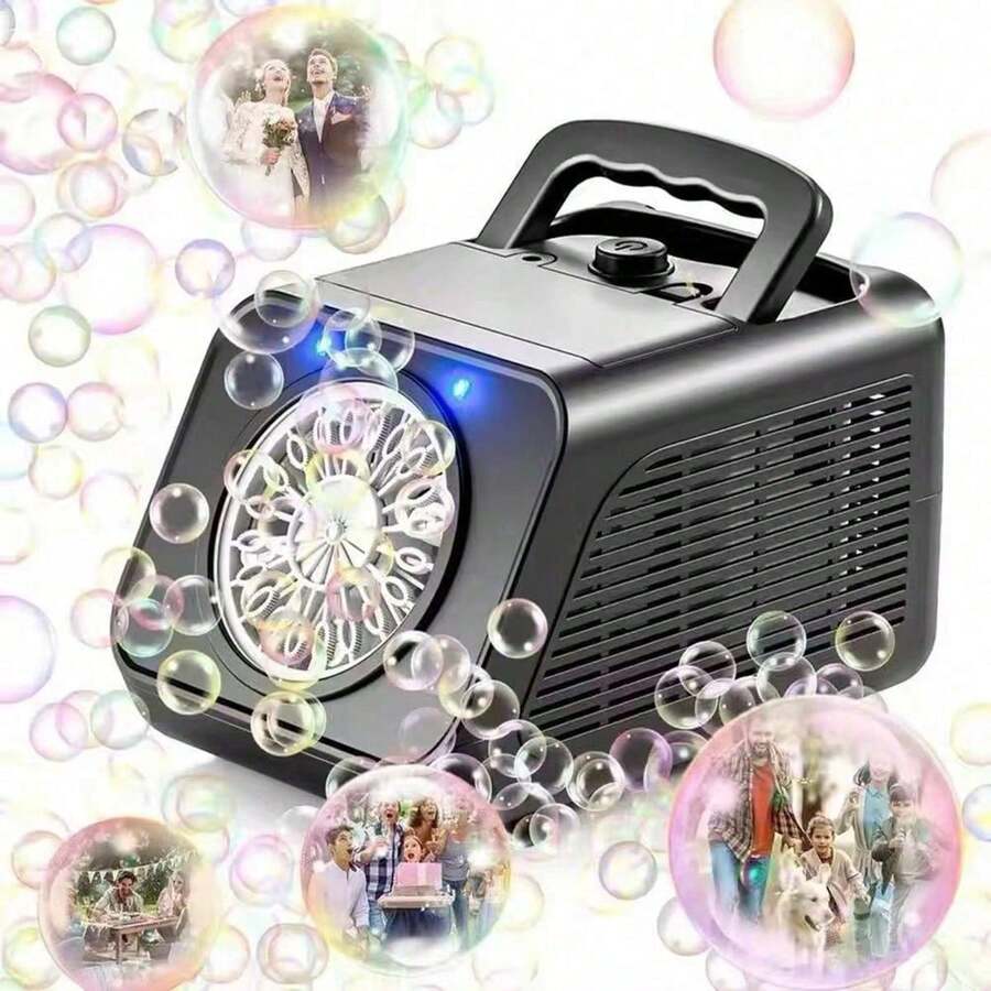 KENOKAY Máquina de burbujas clásica de plástico negro y blanco con 20 varillas giratorias, flujo de burbujas suave y denso, excelente para fiestas interiores/exteriores, relajación, regalo de Navidad, niños, cumpleaños