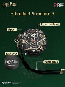 Harry Potter Coin Purse Black Family Zipper Mini Bag Earphone Case Pouch Vintage Key Pouch For Christmas Halloween Birthday Party Gift - Multicolor - View 3