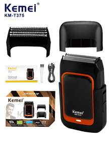 Kemei 1pc Rechargeable Electric Shaver For Men, Type-C Fast Charging, Long Lasting Battery, Compact Portable Travel Trimmer, High-Speed Motor, Waterproof - Black - View 14