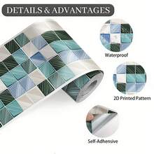 1 Roll Plaid Baseboard Wall Sticker, Self-Adhesive Wall Border Trim, Removable Wallpaper Border, 196.85 Inches Long, Decorative Trim For TV Background, Door Frame, Home Decor, Fashionable Art Style - Border Sticker - View 12