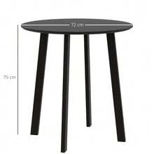 Round Dining Table, Kitchen Table, Side Table, Dining Table With Angled Legs For Kitchen, Dining Room, Living Room, Modern Design, Black, 72 X 72 X 75 Cm - Black - View 3