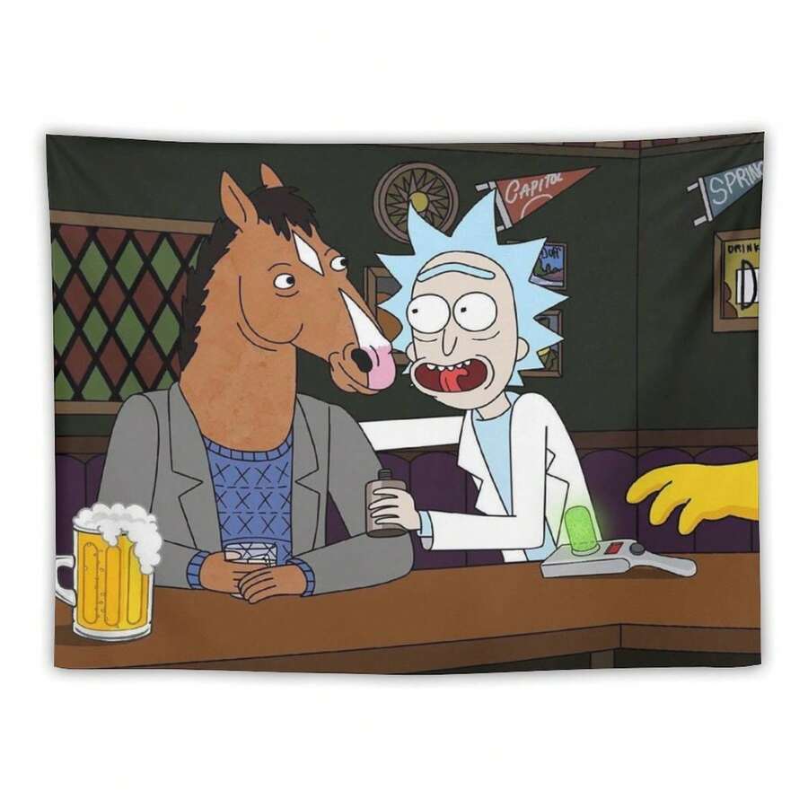 BoJack Horseman Tapestry Wall Decoration, Anime Funny Horse Flag Banner, Suitable For University Dormitories, Bedrooms, Living Rooms, Perfect Fans Decoration Gift - 1PC - 查看 1