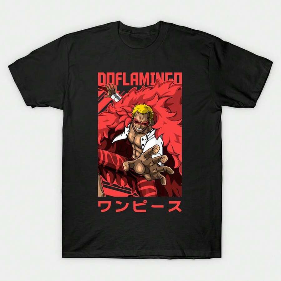 Donquixote Doflamingo One Piece Otaku Design T-Shirt 220g. AL1Godn Foundation Men's, 220g Of Pure Comfort. Created For Every Human Being, Whether Woman Or Man. Consistent Fabric Of Optimal Quality, Prepared For Any Size, Soft To The Touch But Designed To Hold Up. Breathable Outerwear For Women, Autumn Sets, Vacation Outfits, New Year's Costumes For Her. - 黑色 - 查看 1