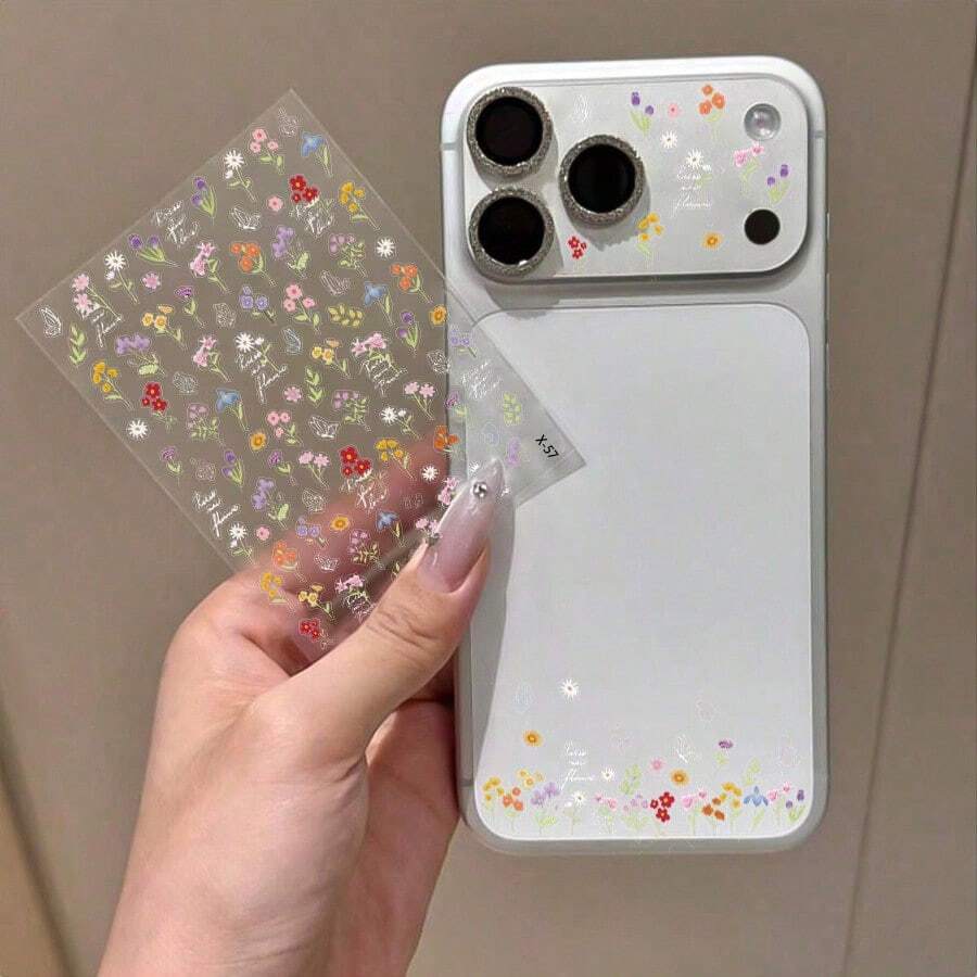 Cute Flower Series Camera Protective Film Apple Phone Lens Butterfly & Floral Stickers DIY Decorative Stickers Cartoon 3D Stickers For DIY Phone Case & Camera Mother's Day Gift - Multicolor - View 1