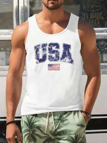 US 250th Anniversary Tank Top 1776 2026 USA Bald Eagle Flag Print White Cotton Slim Fit Sleeveless July 4th Patriotic Apparel For Men Unisex Tops - 白色 2 - 查看 1