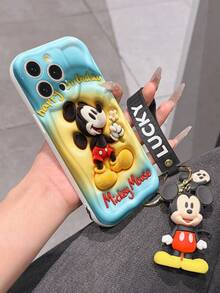 Disney Mickey Mouse Phone Case With Mickey Charm And Lanyard - Cute Mickey Protective Case With "Happy Birthday" Quote And Gradient Background Design, Equipped With Delicate Mickey Decorative Lanyard And Beaded Bracelet For Easy Carrying, Compatible With IPhone 17, 16, 15, 14, 13, 12, 11 Pro Series, Ideal For Birthdays, Holidays, Anniversaries, Graduation Gifts, Or Any Special Occasion To Surprise Family, Friends, Classmates, And Loved Ones. - 白色 - 查看 6