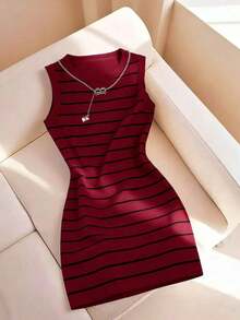 Nuevo vestido casual de cuello redondo sin mangas con estampado de corazón - Multicolor 7 - Ver 4