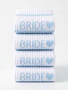 1/2 Pares de Calcetines Tema de Boda BRIDE/I DO CREW Blanco & Azul, Calcetines Cómodos y Transpirables hasta la Pantorrilla, Adecuados para Propuesta, Boda, Regalos de Pareja - Multicolor - Ver 18